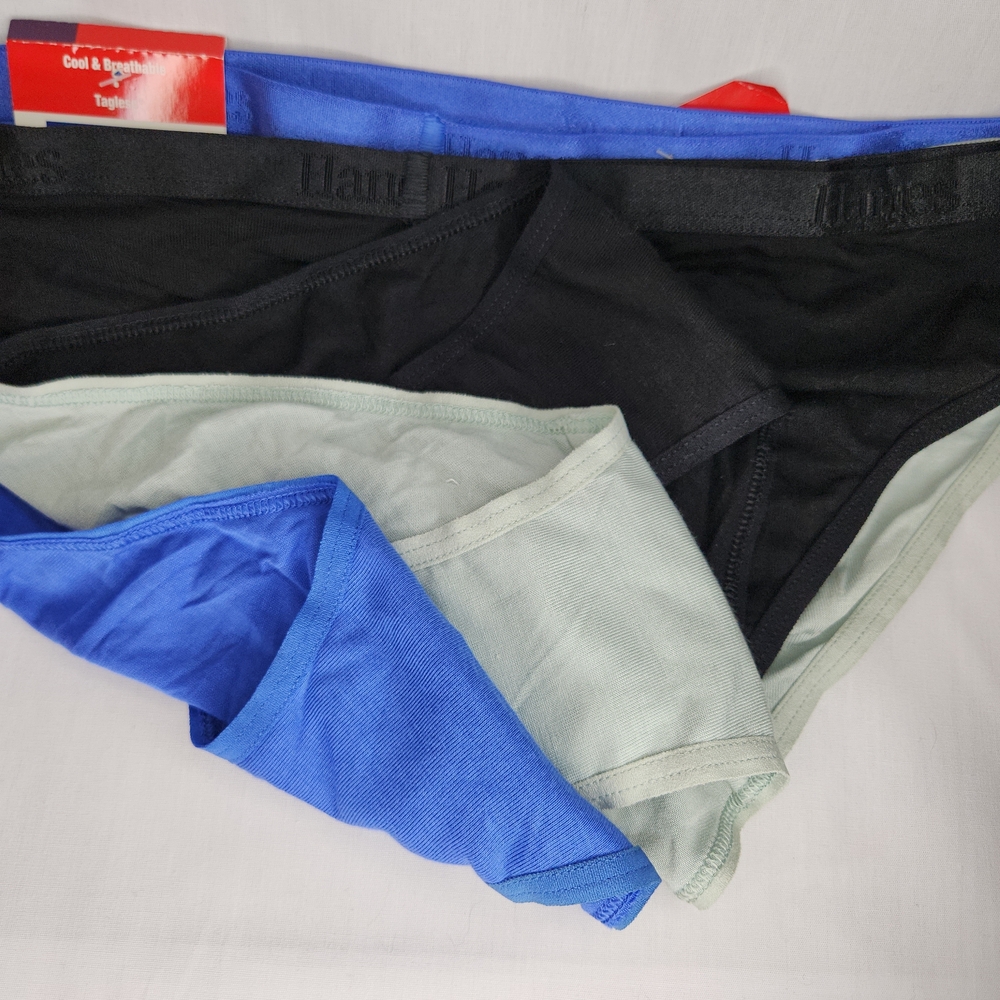 Hanes 3 Pack Vibrant Blue ● Seafoam ● Green ● Black Bikini Briefs 2X